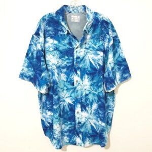 Reel Legends Mariner II Short Sleeve Shirt Blue & White Fishing Vented Men's XL